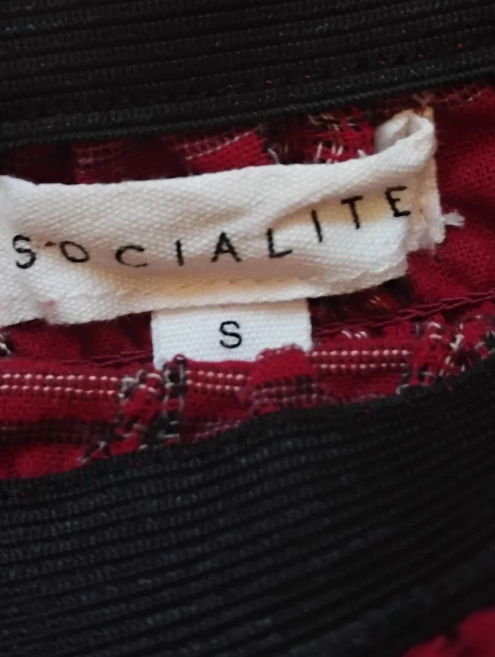 Socialite Red Plaid Off-Shoulder Blouse